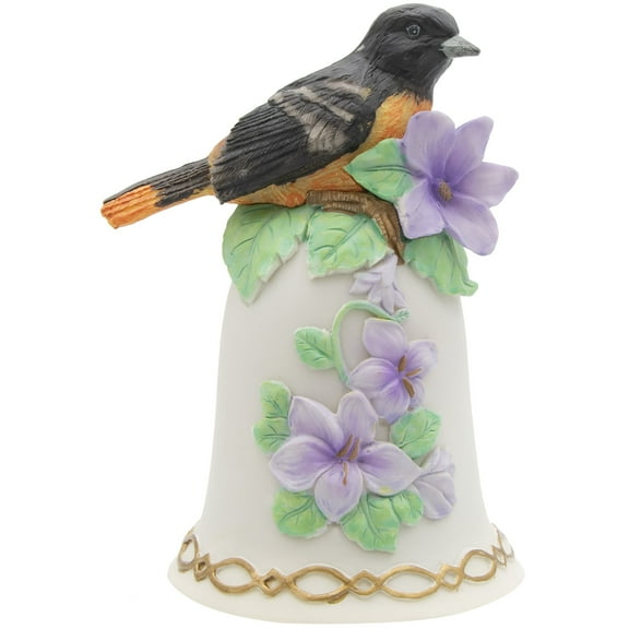 Fur Elise 6" Ceramic Wind Up Musical Bell with Black and Orange Oriole