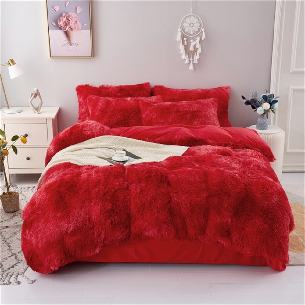 Fur Fluffy Duvet Cover for Twin Bed Velvet Bedding Set Faux Fur