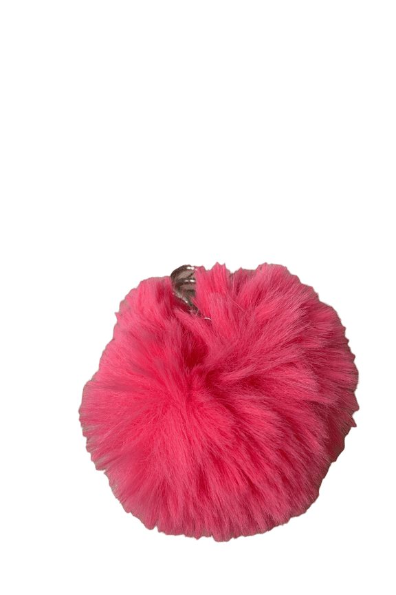 Fur Fuzzy Plush Ball Keychain Soft Furry Cute Pom Pom Key Ring Pink Color