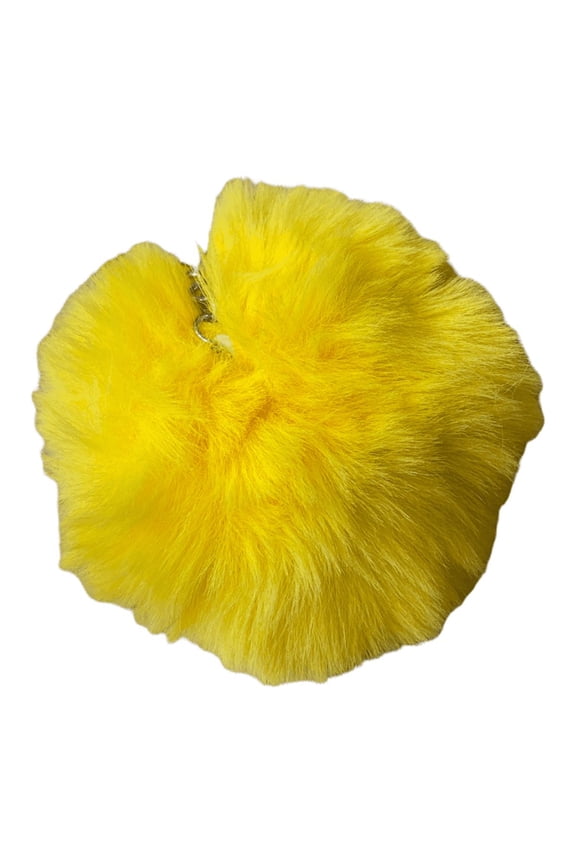 Fur Fuzzy Plush Ball Keychain Soft Furry Cute Pom Pom Key Ring Yellow Color