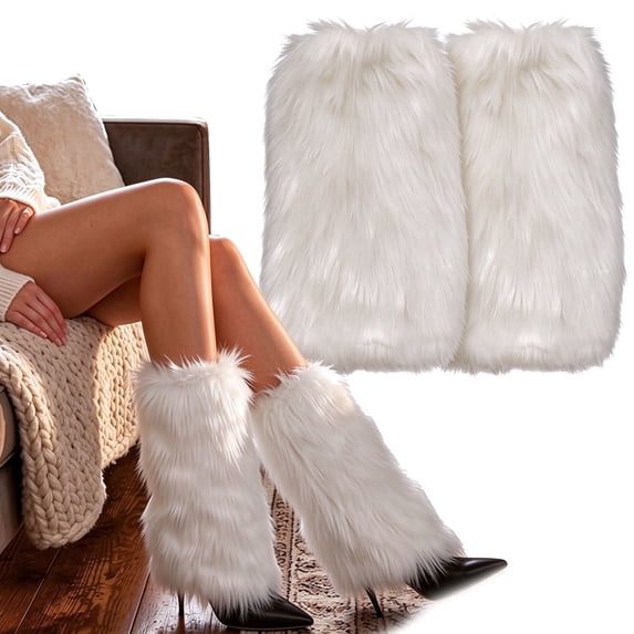 Fur Leg Warmers, Premium Faux Fur Soft Warm Elastic No-Slip Fit for ...