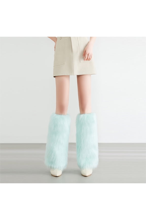 Fur Leg Warmers Y2K, Women's Soft Faux Fur Fluffy Boot Cuffs for Halloween, Christmas & Mardi Gras, 15.7"