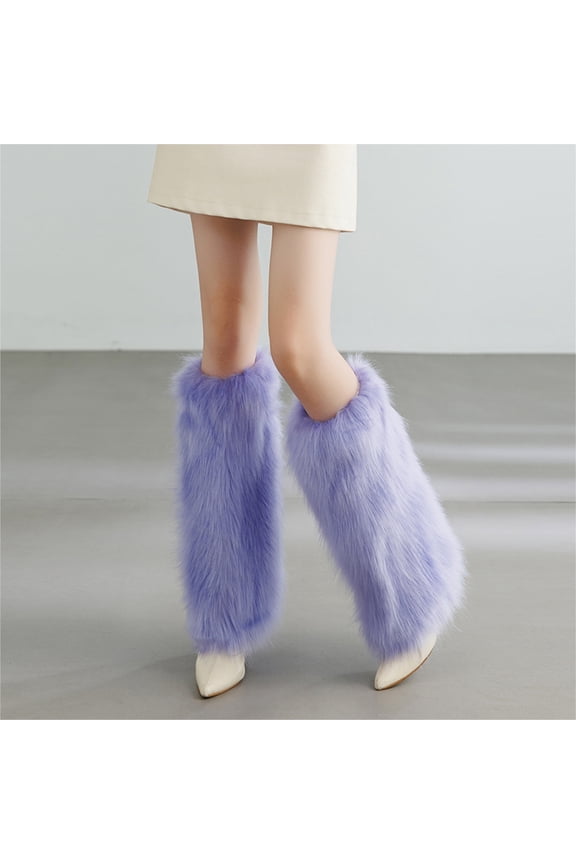 Fur Leg Warmers Y2K, Women's Soft Faux Fur Fluffy Boot Cuffs for Halloween, Christmas & Mardi Gras, 15.7"