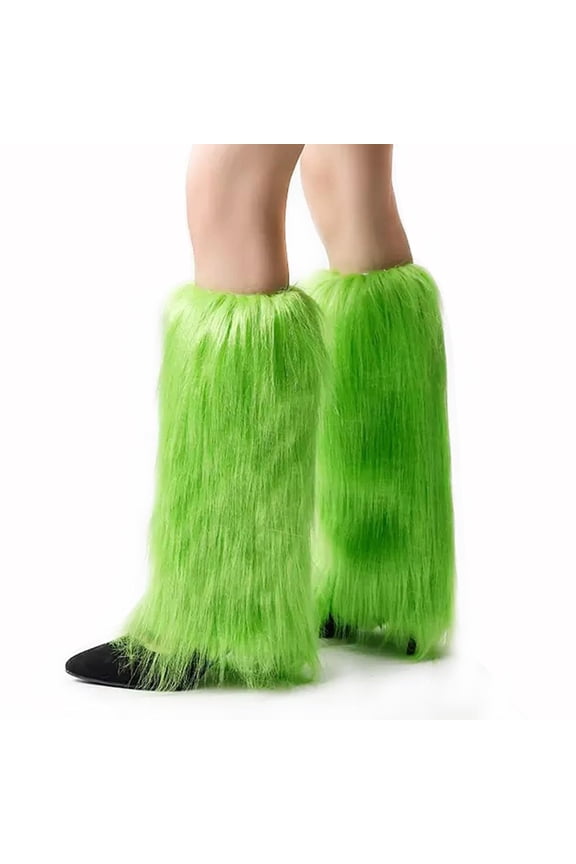 Fur Leg Warmers Y2K, Women's Soft Faux Fur Fluffy Boot Cuffs for Halloween, Christmas & Mardi Gras, 15.7"
