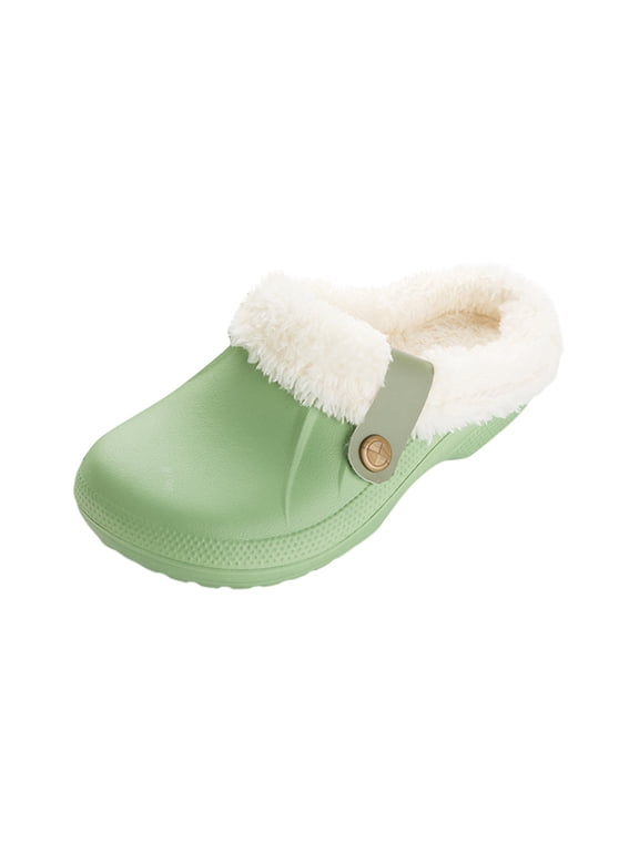 Fur Lined Mules for Women Lightweight Winter Fuzzy Slippers Comfortable Slip-On Shoes Soft Non-Slip House Slipper Warm Indoor Outdoor Daily Clogs