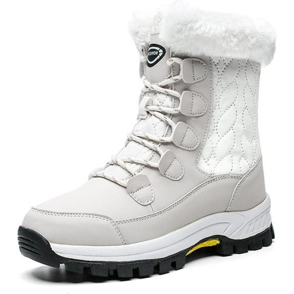 Fur Lined Winter Boots for Women - Waterproof Snow Booties with Anti-Slip Sole, Comfortable Outdoor Walking Shoes