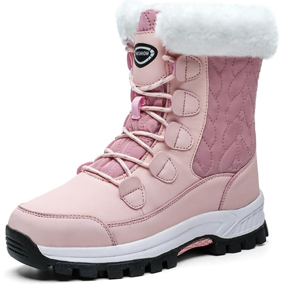 Fur Lined Winter Boots for Women - Waterproof Snow Booties with Anti-Slip Sole, Comfortable Outdoor Walking Shoes