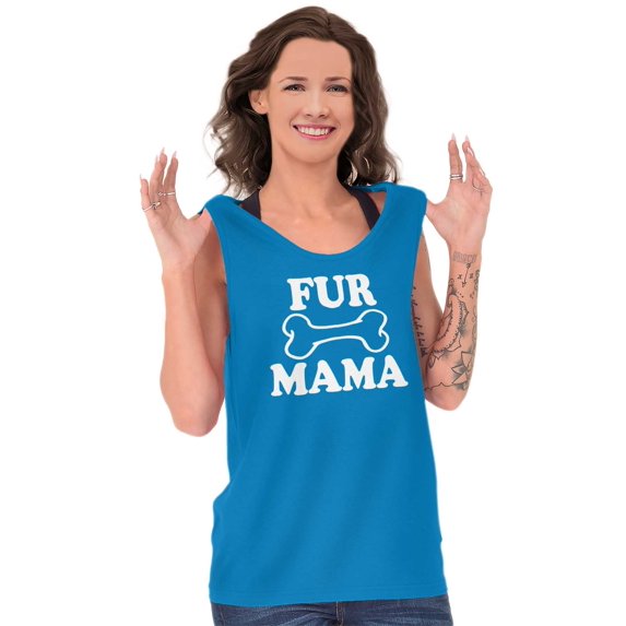 Fur Mama Cute Pet Owner Cat Dog Mom Tank Top Tee Shirt Women Brisco Brands 3X