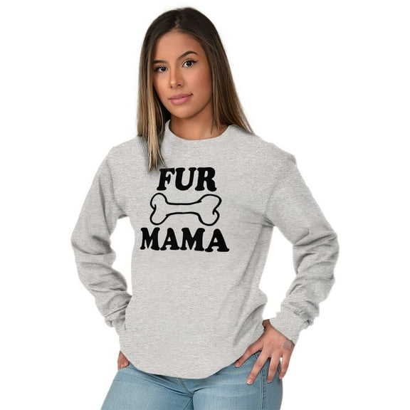 Fur Mama Cute Pet Owner Cat Dog Mom Women Plus Size Long Sleeve Graphic Tee Brisco Brands 3X