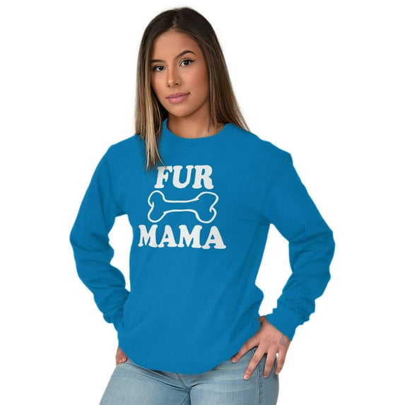 Fur Mama Cute Pet Owner Cat Dog Mom Women Plus Size Long Sleeve Graphic Tee Brisco Brands 5X
