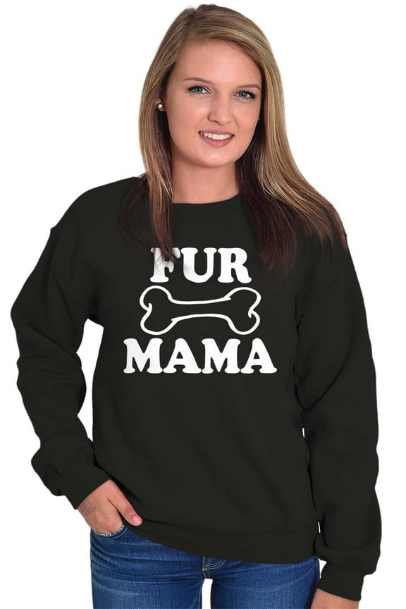 Fur Mama Cute Pet Owner Cat Dog Mom Women Plus Size Crewneck Sweatshirt Brisco Brands 2X