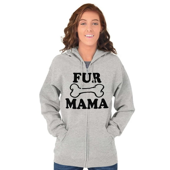 Fur Mama Cute Pet Owner Cat Dog Mom Zip Hoodie Sweatshirt Women Brisco Brands X
