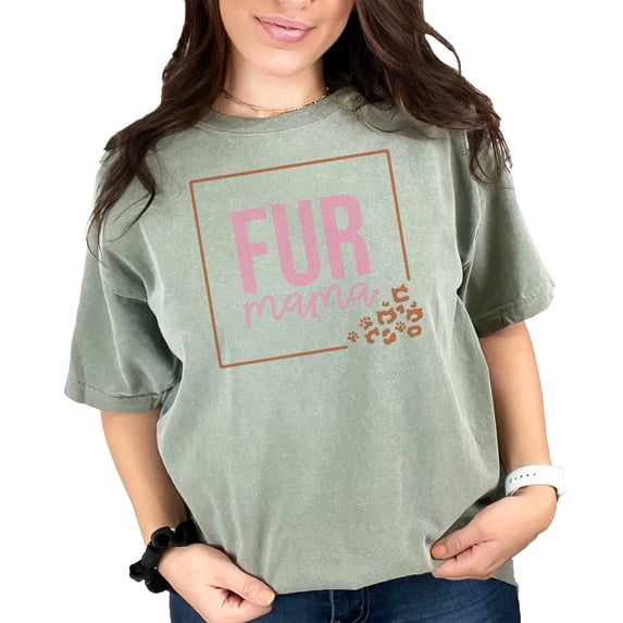 Fur Mama, Dog or Cat Mom Merch, Moss Comfort Colors T-Shirt, 3XL