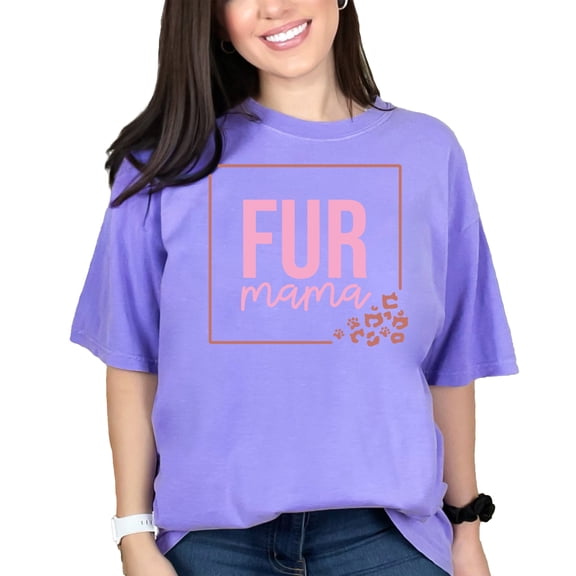 Fur Mama, Dog or Cat Mom Merch, Violet Comfort Colors T-Shirt, Small