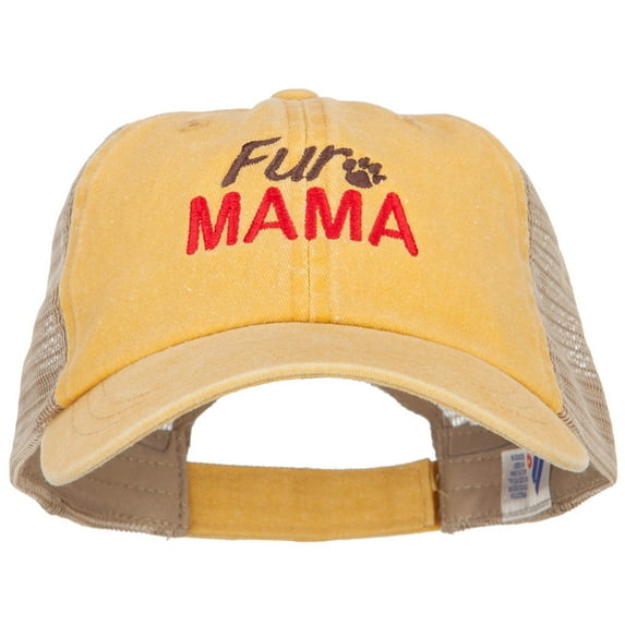 Fur Mama Embroidered Washed Twill Trucker Cap - Mango Tan OSFM