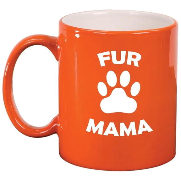 Fur Mama Funny Dog Cat Mom Mother, Gift For Dog Mom, Gift For Cat Mom Ceramic Coffee Mug Tea Cup Gift for Her, Him, Friend, Coworker, Wife, Husband (11oz Orange)