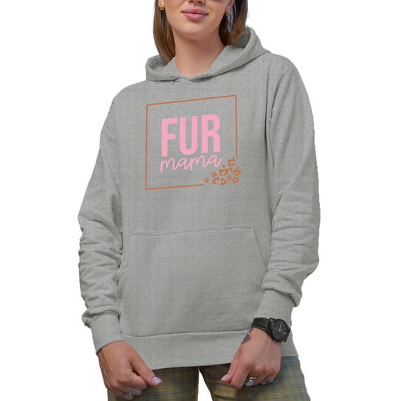 Fur Mama Merch Gift, Heather Grey Hooded Sweatshirt or Hoodie, Medium