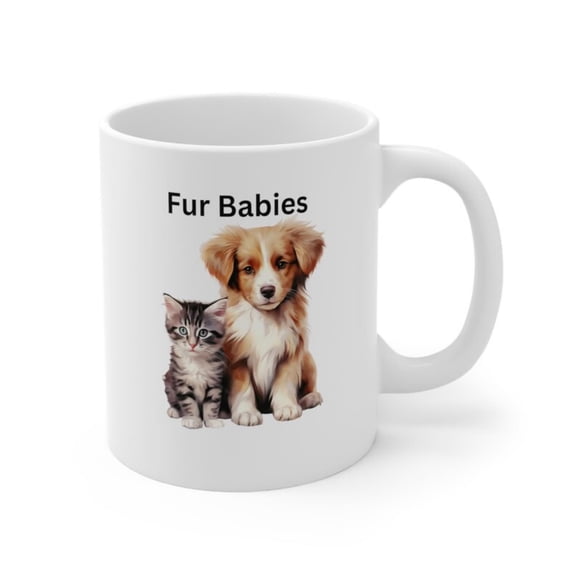 Fur Mug oz Kitten & Puppy Coffee Cup, Cute Pet Lover Gift.