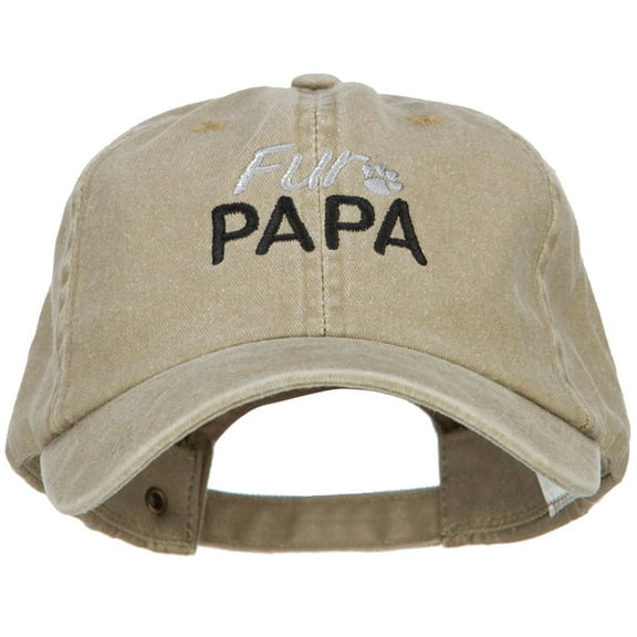 Fur Papa Embroidered Washed Cotton Twill Cap - Khaki OSFM
