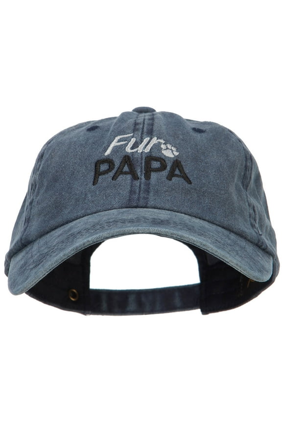 Fur Papa Embroidered Washed Cotton Twill Cap - Navy OSFM