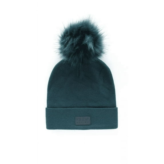 Fur Pom Beanie Hat - Ocean