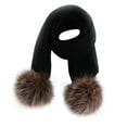 thumbnail image 1 of Fur Pom Pom Knit Throw Scarf Super Soft Warm Cozy Cable Knitted Scarf, 1 of 1
