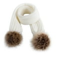 thumbnail image 1 of Fur Pom Pom Knit Throw Scarf Super Soft Warm Cozy Cable Knitted Scarf, 1 of 1