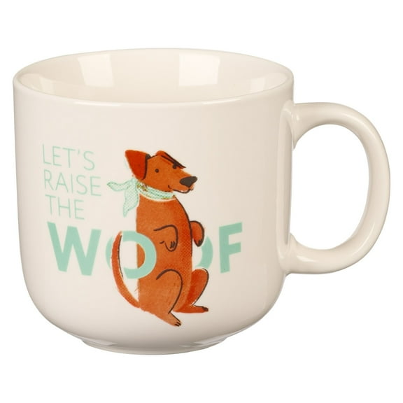 The Fur Side Dog Mom Gift Coffee Mug, Let's Raise the Woof Fun Coffee Cup Gift for Dog Lovers, Labrador Retriever Breed Owners, Microwave Dishwasher Safe, White Ceramic, 14oz