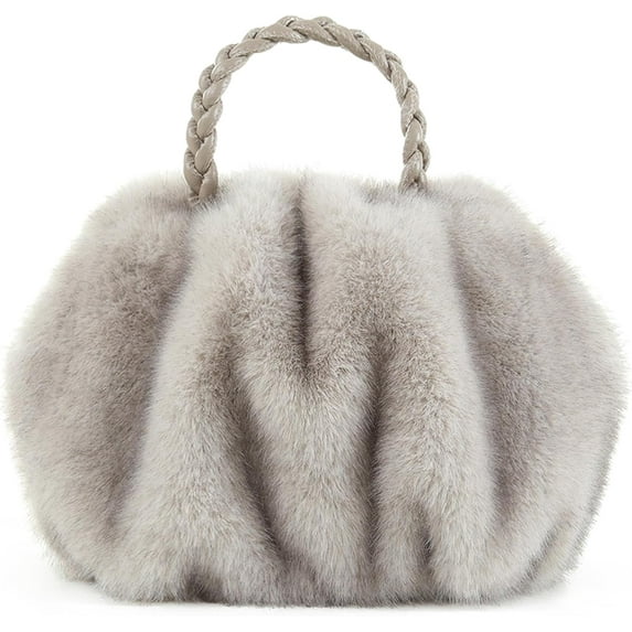 Fur Story Tote Bag Faux Fur Purses for Women Plush Handbag Fuzzy Shoulder Bag Big Capacity Black Purse for women’s Girls