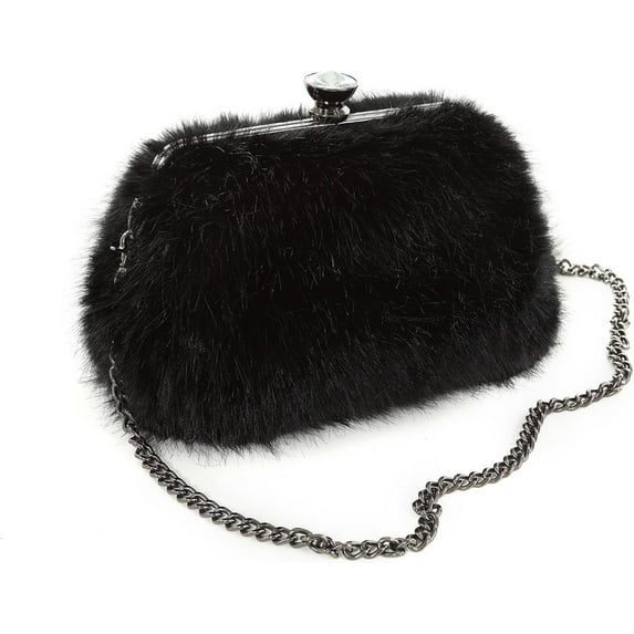 Fur Story Tote Bag Faux Fur Purses for Women Plush Handbag Fuzzy Shoulder Bag Big Capacity Black Purse for women’s Girls
