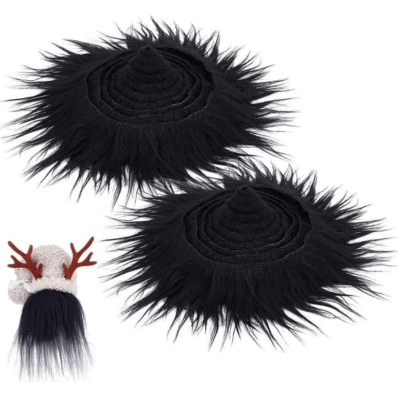 Fur Trim 2pcs 4.3x70 inch Plush Fur Fabric Artificial Wool Strip Fluffy Fabric Fur Sheets Fur Ribbon Shaggy Fur Fabric for Gnomes Costume Sewing DIY Crafts Black DIY