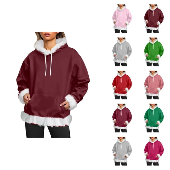Hoodie for Women 2025 Fall Winter Long Sleeve Casual Drawstring Plain Hooded Sweatshirt with Pockets Pullover Top
