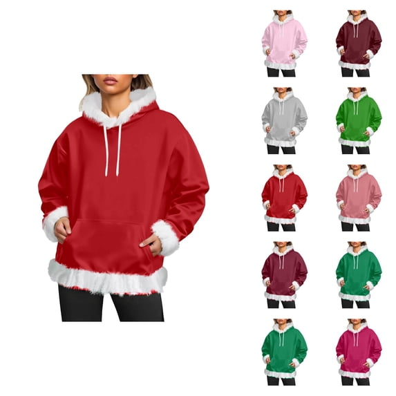 Hoodie for Women 2025 Fall Winter Long Sleeve Casual Drawstring Plain Hooded Sweatshirt with Pockets Pullover Top