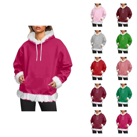 Hoodie for Women 2025 Fall Winter Long Sleeve Casual Drawstring Plain Hooded Sweatshirt with Pockets Pullover Top