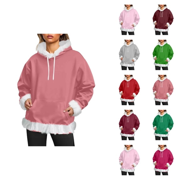 Hoodie for Women 2025 Fall Winter Long Sleeve Casual Drawstring Plain Hooded Sweatshirt with Pockets Pullover Top