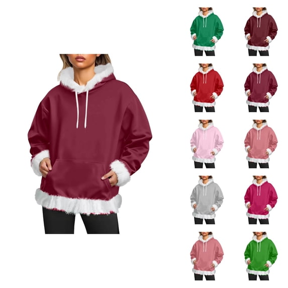 Hoodie for Women 2025 Fall Winter Long Sleeve Casual Plain Drawstring Hooded Sweatshirt with Pockets Pullover Top