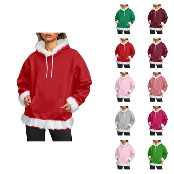 Hoodie for Women 2025 Fall Winter Long Sleeve Casual Plain Drawstring Hooded Sweatshirt with Pockets Pullover Top