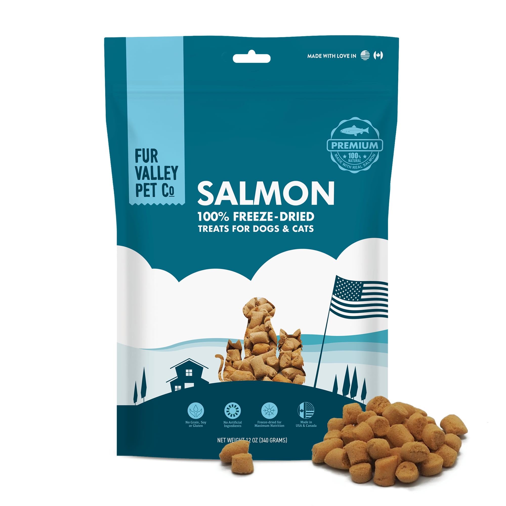 Fur Valley All Natural Freeze Dried Salmon Bites Dog & Cat Treats 100