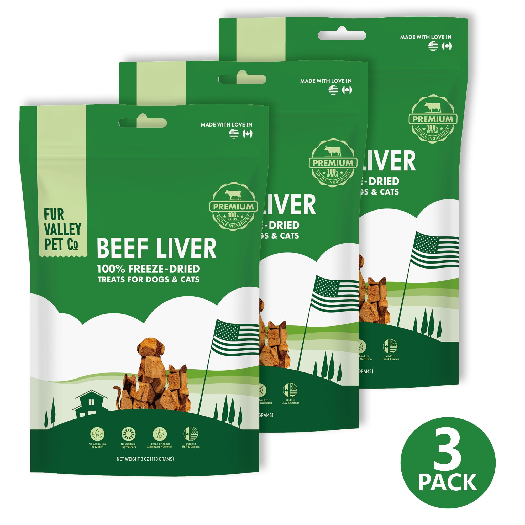 Fur Valley Freeze Dried Beef Liver 3oz for Dog 3pack