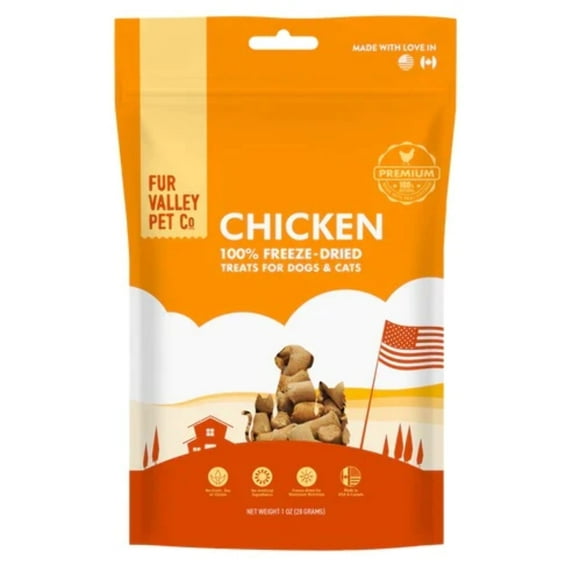 Fur Valley Pet Co. Chicken Freeze-Dried Treats for Dogs and Cats, 3oz Bag