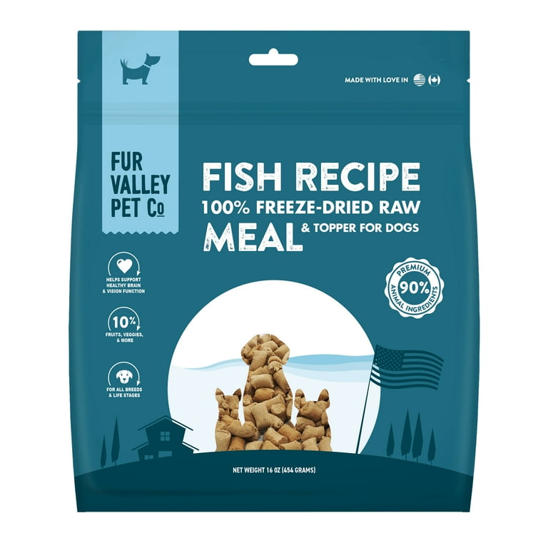 Fur Valley Pet Co. Freeze Dried Raw Dog Meal and Topper Fish Pork Recipe 16oz Size 16 oz