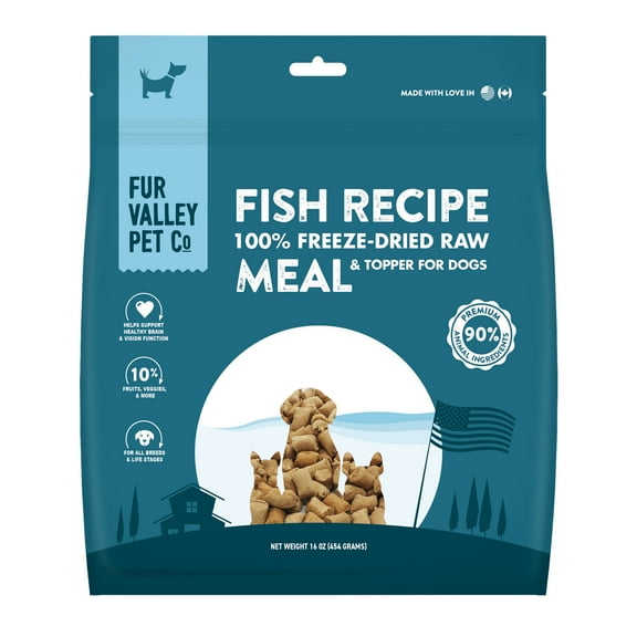 Fur Valley Pet Co. Freeze Dried Fish and Pork Recipe Dog Food and Topper, 16 oz. Bag