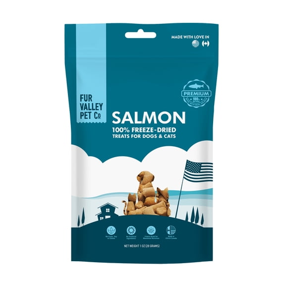Fur Valley Pet Co. Freeze Dried Raw Salmon Treats & Topper for Dogs and Cats - 1 oz.