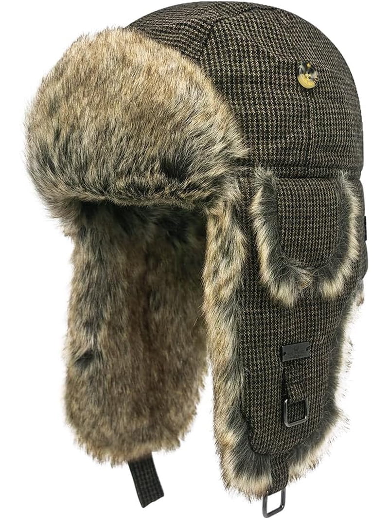 Fur Winter Trapper Hat,Wool Faux Fur Aviator Ski Trapper  display picture 1