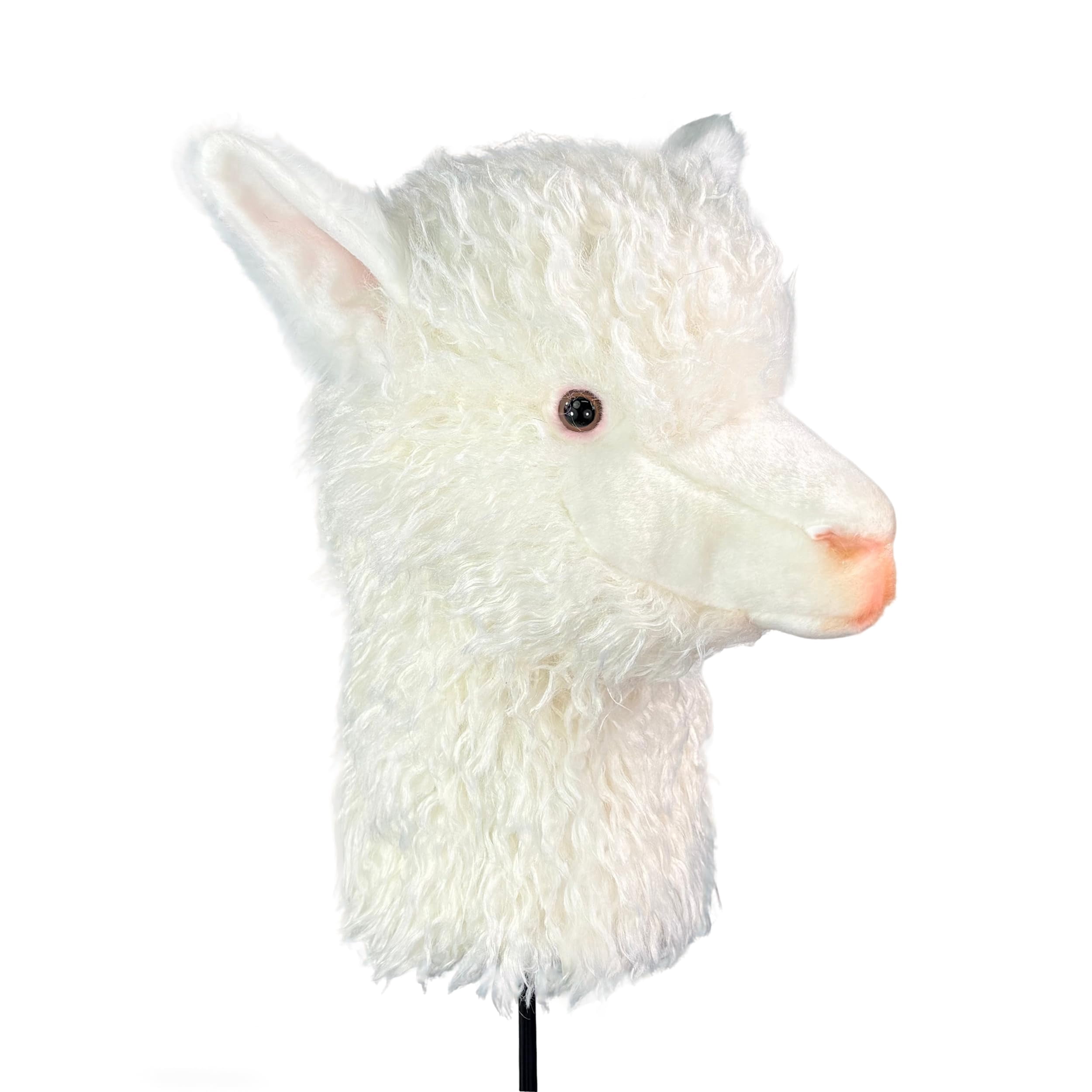 FurEverClone White Alpaca Golf Club Headcover, Dog Golf Driver & Woods Club Cover, Golden Dog Golf Head Cover