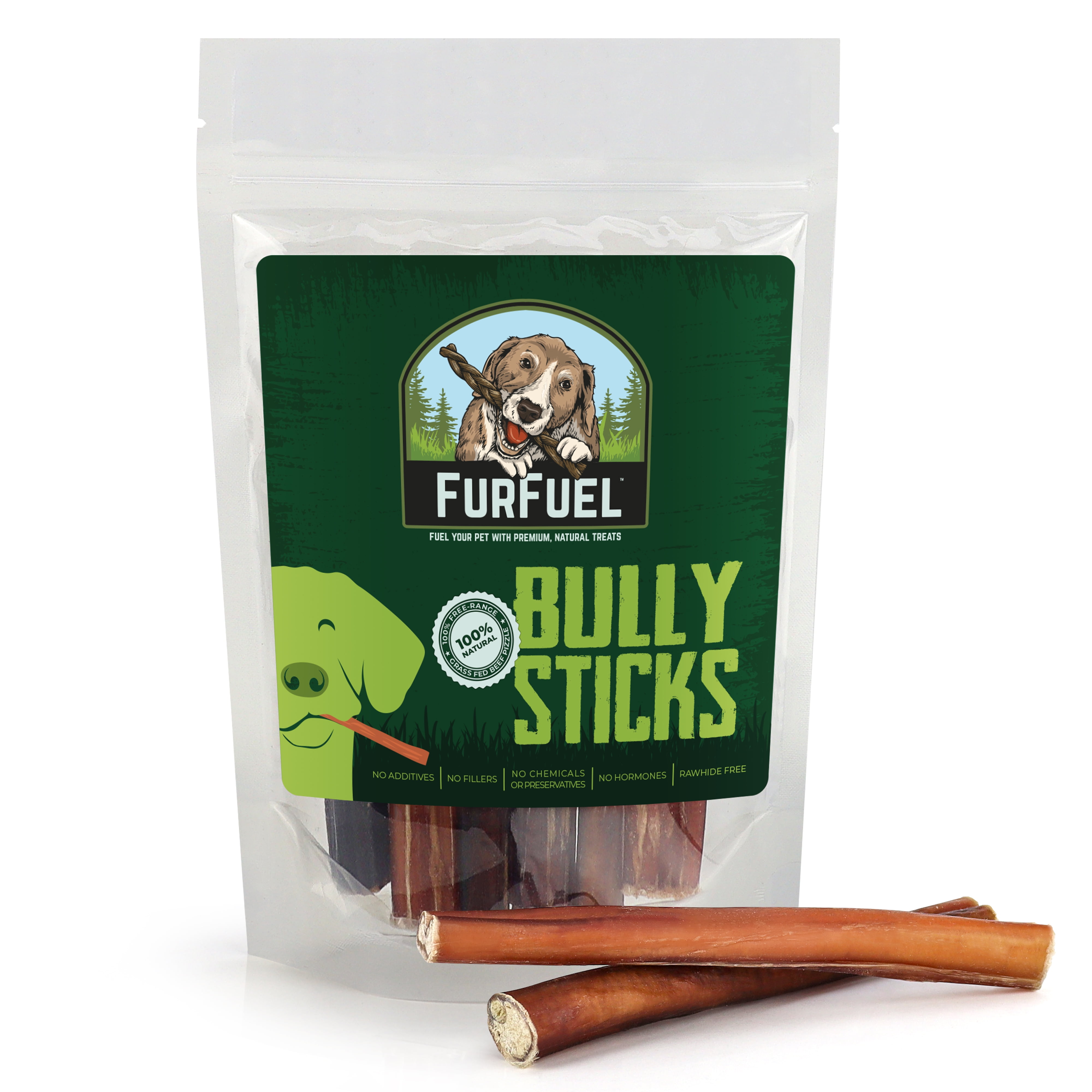 FurFuel Bully Sticks for Large Dogs 6 Pack. 6 Inch Bully Sticks. Low Odor Healthy Natural Bully Sticks. Walmart