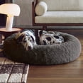 thumbnail image 1 of FurHaven 45" Calming Donut Dog Bed for Large Dogs, Round Plush Donut Design with Soft Filling for Snuggling Comfort, Removable Washable Cover, Jumbo XL, Shaggy Faux Fur, Gray, 1 of 9