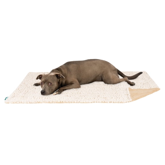 FurHaven Birch Faux Fur & Suede Waterproof Blanket for Dogs and Cats - Taupe, Large
