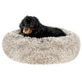 thumbnail image 1 of Furhaven 23" Round Calming Donut Dog Bed with Washable & Removable Cover & Bolster - Shaggy Plush Long Faux Fur Ball Bed - Driftwood, For Dogs Up to 20 lbs, Small, 1 of 12