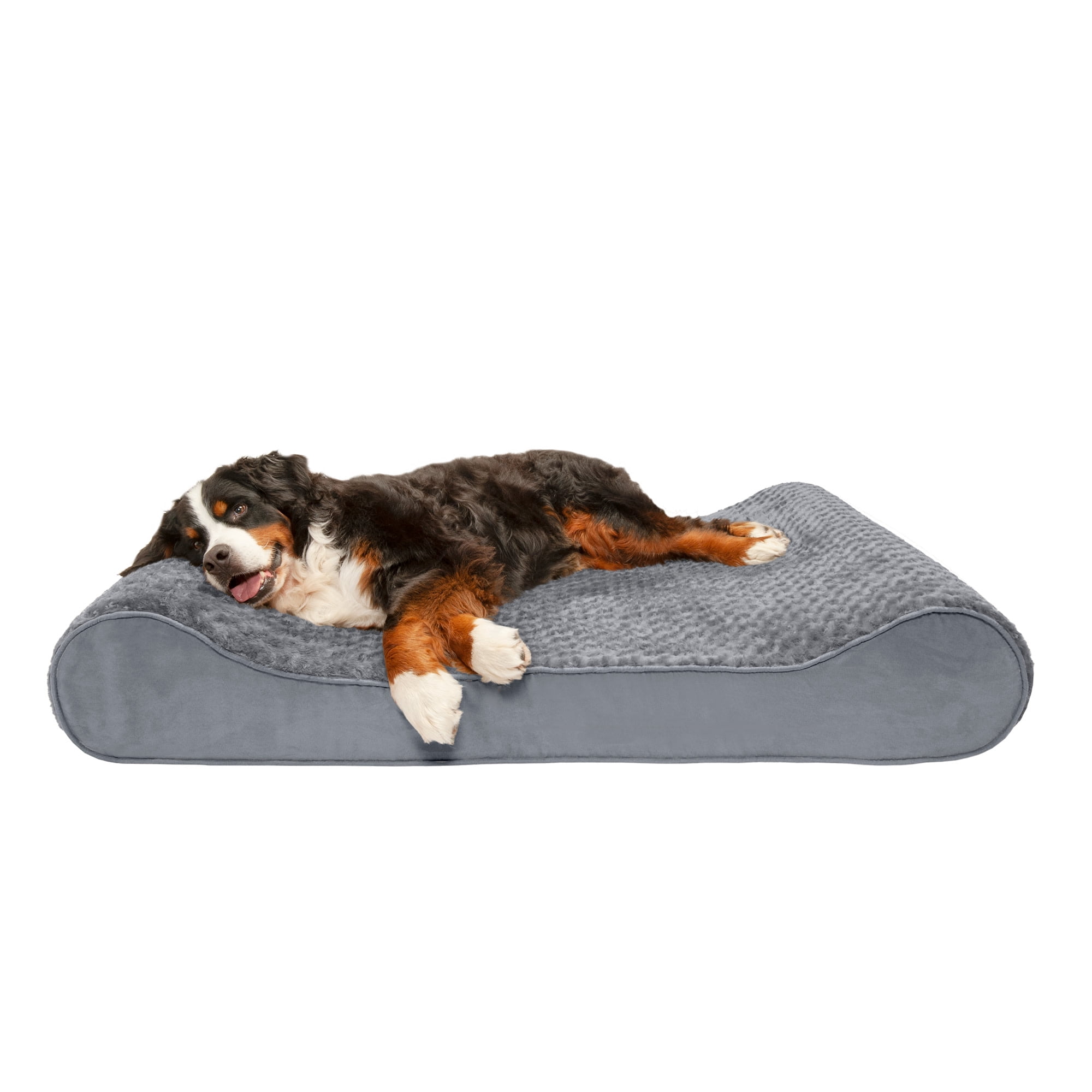 FurHaven Ultra Plush & Suede Gel-Top Luxe Lounger, Gray, Giant, 1 Count